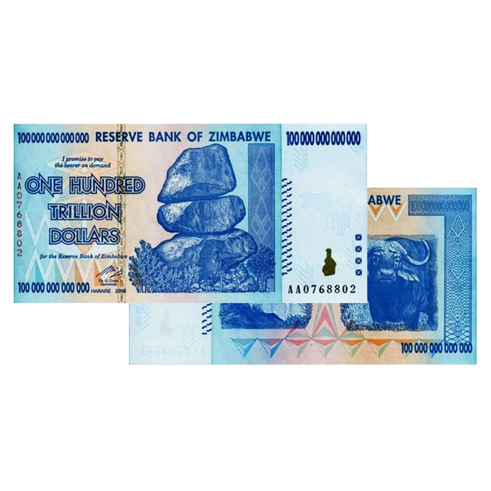 100 Trillion Zimbabwe Banknotes 2008 AA Series Uncirculated UNC